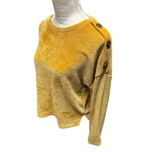 Cozy waffle knit yellow crew neck sweater
